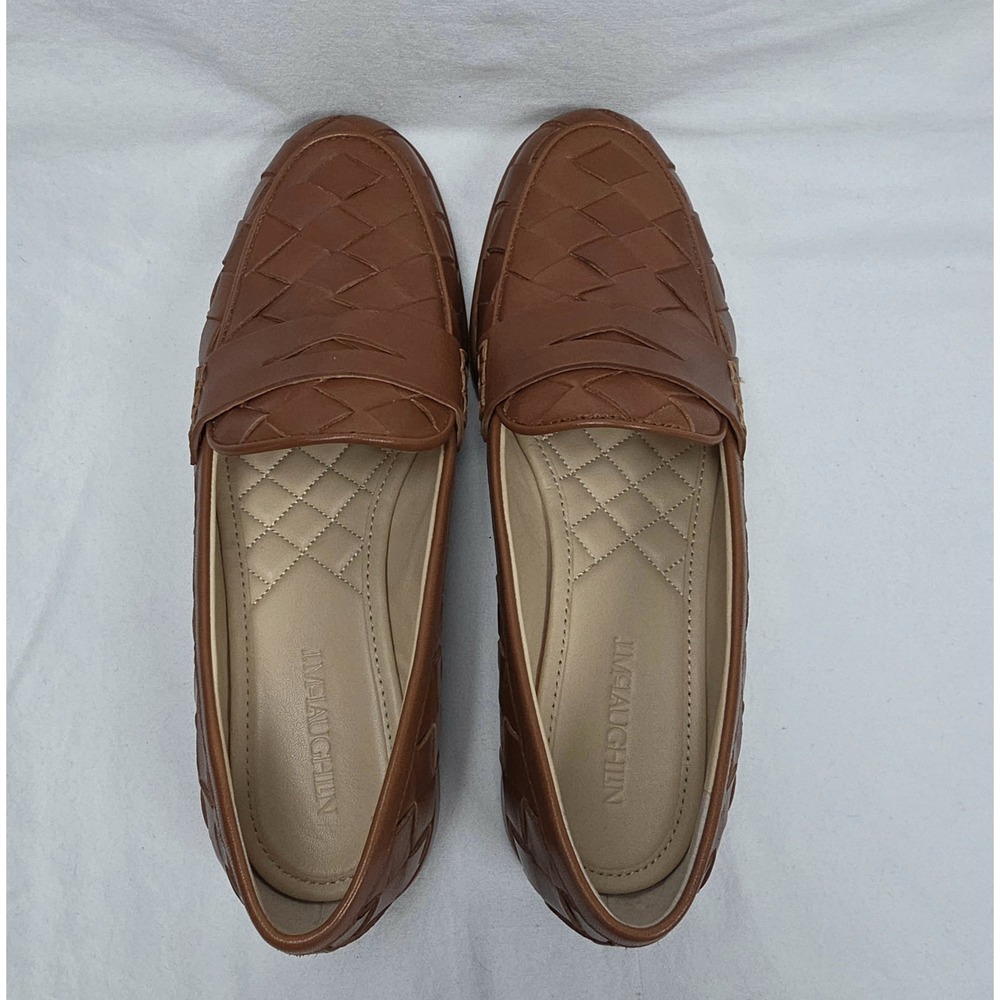 J McLaughlin Brown Concetta Woven Leather Penny Loafers Womens Size 8 Old Money - Picture 6 of 9